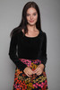 maxi dress cotton velvet black red floral long sleeves vintage 70s MEDIUM M