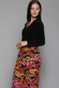 maxi dress cotton velvet black red floral long sleeves vintage 70s MEDIUM M