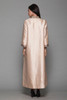shantung silk evening long duster coat peach beige beaded vintage 60s L XL LARGE EXTRA LARGE