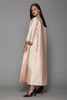 shantung silk evening long duster coat peach beige beaded vintage 60s L XL LARGE EXTRA LARGE