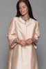 shantung silk evening long duster coat peach beige beaded vintage 60s L XL LARGE EXTRA LARGE