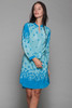 bird print silk dress belted long sleeves blue Amanda Uprichard SMALL S