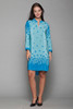 bird print silk dress belted long sleeves blue Amanda Uprichard SMALL S