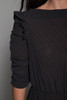 pinstripe sheer dress ruffled ruched sleeves black white vintage 70s SMALL MEDIUM S M
