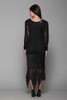 vintage flapper dress 80s does 20s beaded sequined silk sheer black belted SMALL S