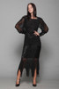vintage flapper dress 80s does 20s beaded sequined silk sheer black belted SMALL S