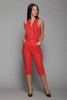 red romper jumpsuit cotton sleeveless fitted vintage 80s MEDIUM M