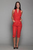 red romper jumpsuit cotton sleeveless fitted vintage 80s MEDIUM M