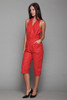 red romper jumpsuit cotton sleeveless fitted vintage 80s MEDIUM M