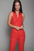 red romper jumpsuit cotton sleeveless fitted vintage 80s MEDIUM M