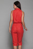red romper jumpsuit cotton sleeveless fitted vintage 80s MEDIUM M