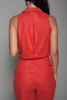 red romper jumpsuit cotton sleeveless fitted vintage 80s MEDIUM M