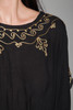 black boho dress gold embroidery slinky ONE SIZE S M L vintage 70s