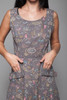 1940s novelty print cotton dress sleeveless midi gray vintage 40s MEDIUM M