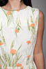 floral cotton pleated day dress cream orange sleeveless vintage 60s SMALL S 