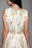 floral cotton pleated day dress cream orange sleeveless vintage 60s SMALL S 