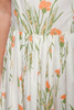 floral cotton pleated day dress cream orange sleeveless vintage 60s SMALL S 