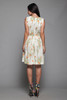 floral cotton pleated day dress cream orange sleeveless vintage 60s SMALL S 