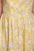 1950s yellow floral pleated day dress keyhole sleeveless vintage 50s LARGE L