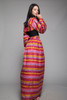 silk hanbok maxi skirt bolero set dress pink stripes vintage 70s SMALL S