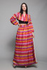 silk hanbok maxi skirt bolero set dress pink stripes vintage 70s SMALL S