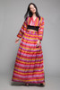 silk hanbok maxi skirt bolero set dress pink stripes vintage 70s SMALL S