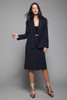 gabardine wool skirt suit navy blue slim front pleat vintage 60s SMALL S