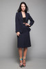 gabardine wool skirt suit navy blue slim front pleat vintage 60s SMALL S