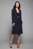 gabardine wool skirt suit navy blue slim front pleat vintage 60s SMALL S