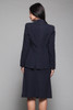 gabardine wool skirt suit navy blue slim front pleat vintage 60s SMALL S
