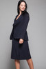 gabardine wool skirt suit navy blue slim front pleat vintage 60s SMALL S