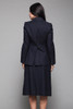 3-piece vest double breasted jacket skirt suit navy blue wool vintage 60s SMALL S