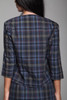 skirt suit 2-piece set tartan plaid open jacket navy blue vintage 60s SMALL S