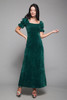 prairie cottagecore cottage maxi dress green velvet doll sleeves empire waist vintage 70s EXTRA SMALL XS