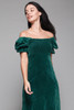 prairie cottagecore cottage maxi dress green velvet doll sleeves empire waist vintage 70s EXTRA SMALL XS