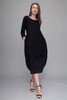 black knit tulip dress pocket midi  with contrast bubble hem  (choose size)