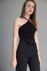 racer back high neck halter ribbed crop top stretchy black  (choose size)
