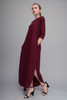 plus size maxi knit dress with rounded hem side slits burgundy red 2X
