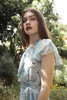ruffled floral party dress pale blue one shoulder (choose size)
