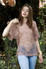crochet lace cotton boho top coverup pale pink ONE SIZE