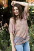 crochet lace cotton boho top coverup pale pink ONE SIZE