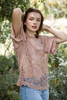 crochet lace cotton boho top coverup pale pink ONE SIZE