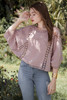 boho eyelet cotton batwing embroidery top mauve pink ONE SIZE