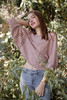 boho eyelet cotton batwing embroidery top mauve pink ONE SIZE