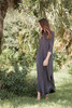 gray maxi knit dress with rounded hem side slits (S-3X) plus size
