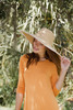 mustard yellow maxi knit dress with rounded hem side slits (S-3X) plus size
