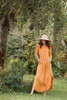 mustard yellow maxi knit dress with rounded hem side slits (S-3X) plus size