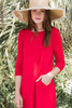 red maxi knit dress with rounded hem side slits (S-3X) plus size