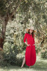 red maxi knit dress with rounded hem side slits (S-3X) plus size