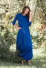 blue maxi knit dress with rounded hem side slits (S-3X) plus size